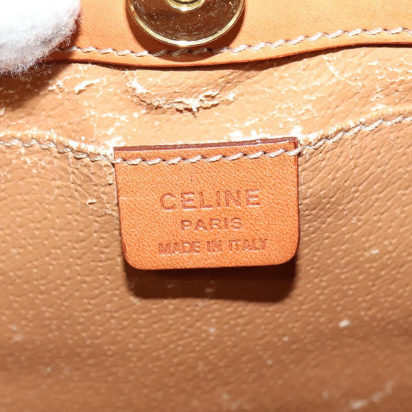 CELINE Macadam Canvas Backpack PVC Leather Brown Gold Auth 124609