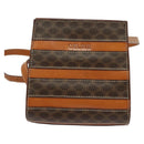 CELINE Macadam Canvas Backpack PVC Leather Brown Gold Auth 124609-13