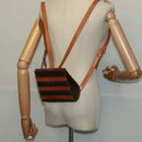 CELINE Macadam Canvas Backpack PVC Leather Brown Gold Auth 124609-21