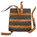 CELINE Macadam Canvas Backpack PVC Leather Brown Gold Auth 124609-2
