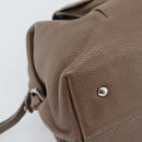 Salvatore Ferragamo Gancini Shoulder Bag Leather Brown Gold Auth 124617-14