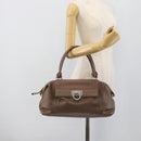 Salvatore Ferragamo Gancini Shoulder Bag Leather Brown Gold Auth 124617-27