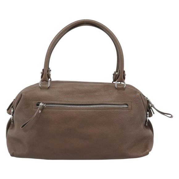 Salvatore Ferragamo Gancini Shoulder Bag Leather Brown Gold Auth 124617