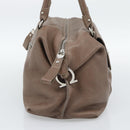 Salvatore Ferragamo Gancini Shoulder Bag Leather Brown Gold Auth 124617-3