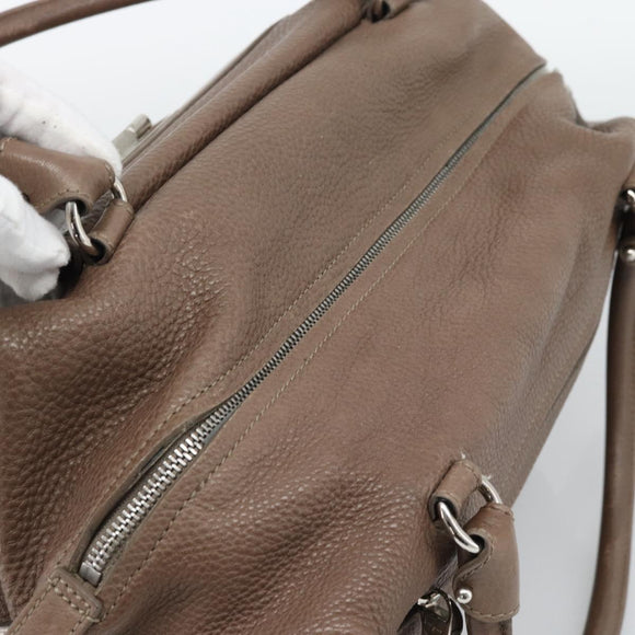 Salvatore Ferragamo Gancini Shoulder Bag Leather Brown Gold Auth 124617