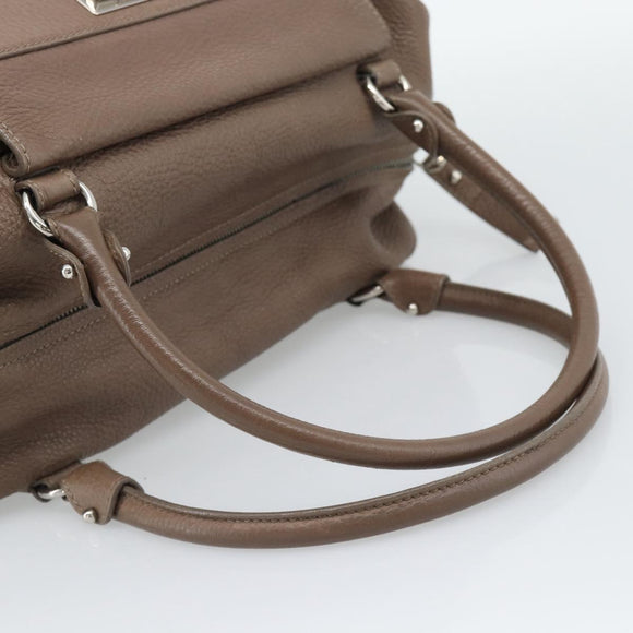 Salvatore Ferragamo Gancini Shoulder Bag Leather Brown Gold Auth 124617