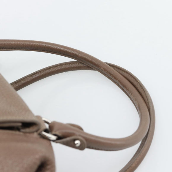 Salvatore Ferragamo Gancini Shoulder Bag Leather Brown Gold Auth 124617