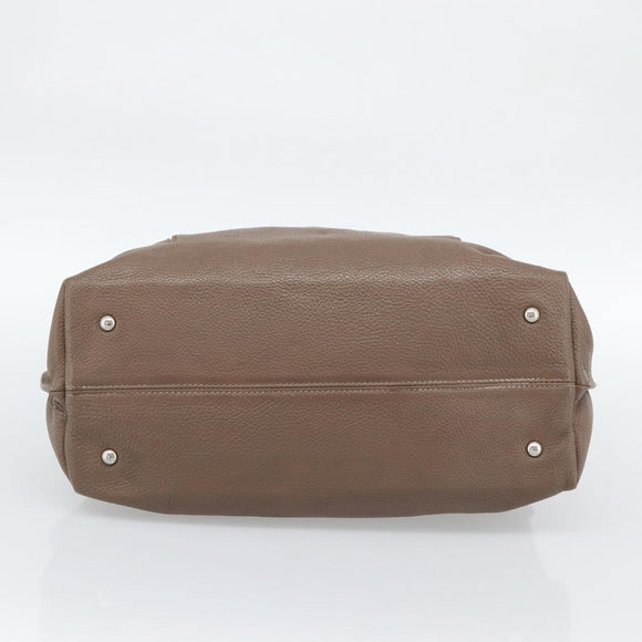 Salvatore Ferragamo Gancini Shoulder Bag Leather Brown Gold Auth 124617