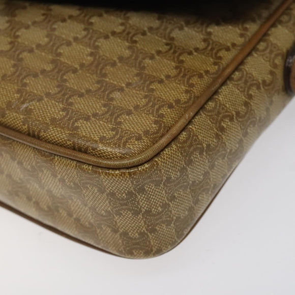 CELINE Macadam Canvas Shoulder Bag PVC Beige Gold Auth 124630