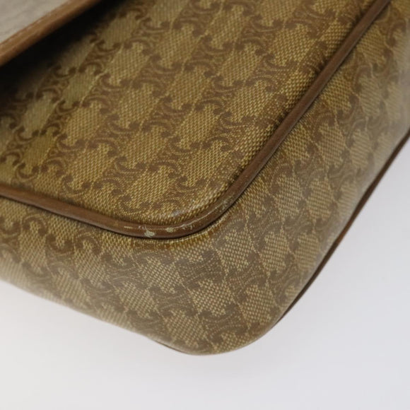 CELINE Macadam Canvas Shoulder Bag PVC Beige Gold Auth 124630