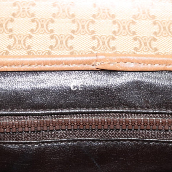 CELINE Macadam Canvas Shoulder Bag PVC Beige Gold Auth 124630