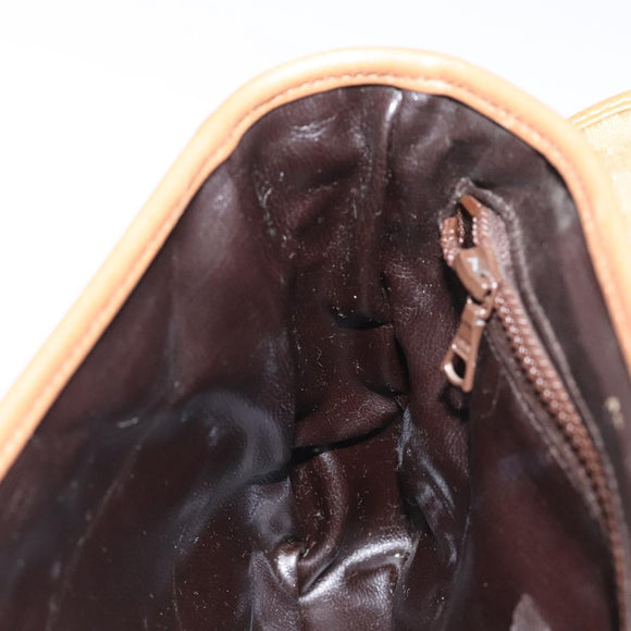 CELINE Macadam Canvas Shoulder Bag PVC Beige Gold Auth 124630