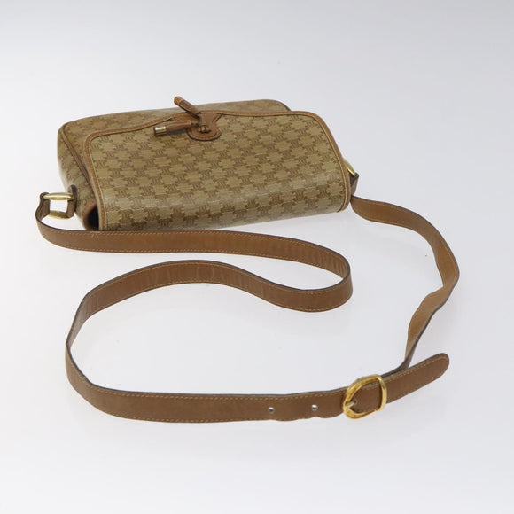 CELINE Macadam Canvas Shoulder Bag PVC Beige Gold Auth 124630