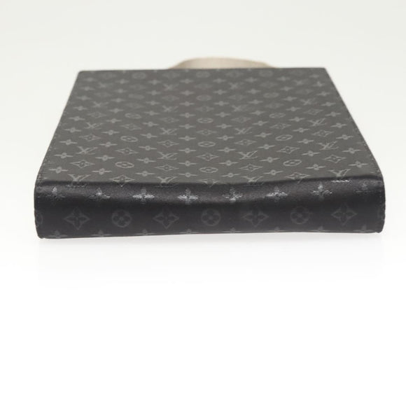 LOUIS VUITTON Monogram Satin Ange GM Hand Bag Black M92100 LV Auth 124640