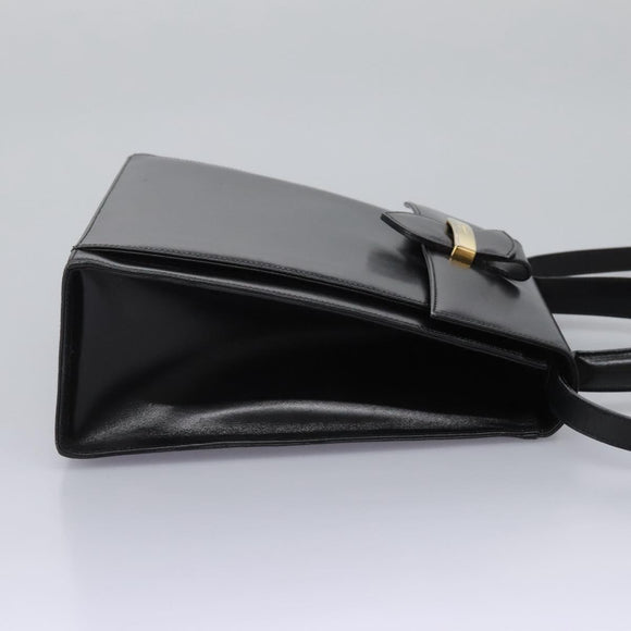 Salvatore Ferragamo Hand Bag Leather 2way Black Gold Auth 124649