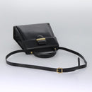 Salvatore Ferragamo Hand Bag Leather 2way Black Gold Auth 124649-9