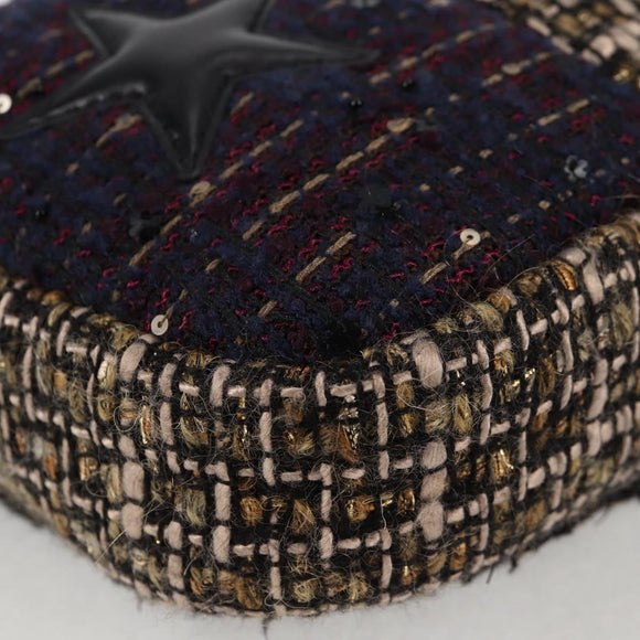 CHANEL Chain Shoulder Bag Tweed Black CC Auth 124656AM