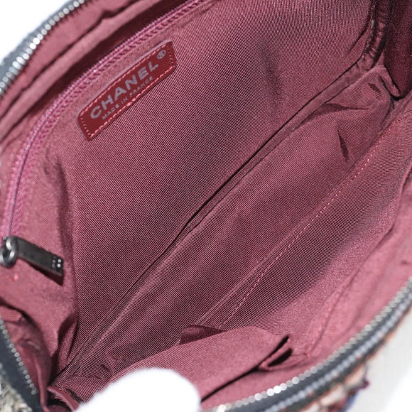 CHANEL Chain Shoulder Bag Tweed Black CC Auth 124656AM