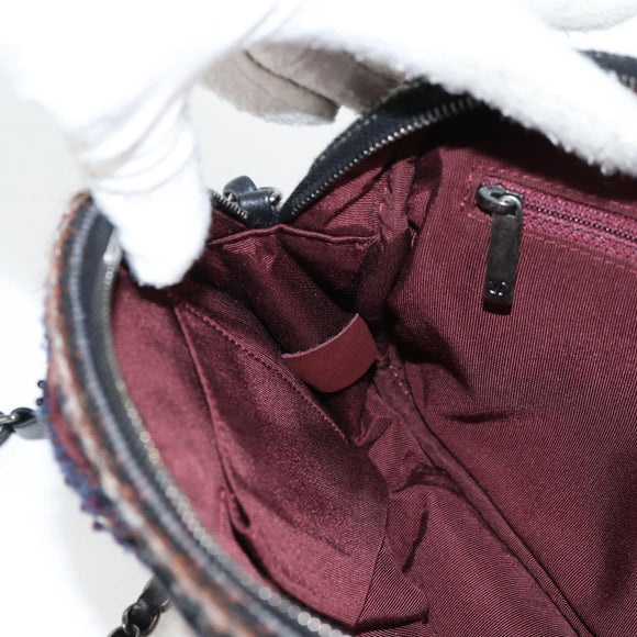 CHANEL Chain Shoulder Bag Tweed Black CC Auth 124656AM