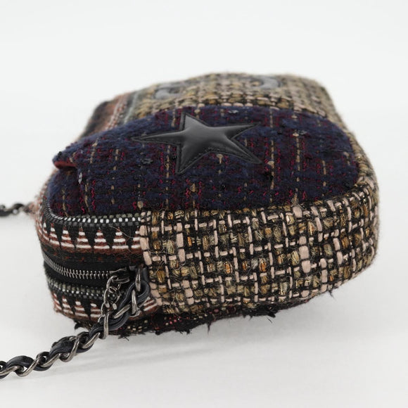 CHANEL Chain Shoulder Bag Tweed Black CC Auth 124656AM