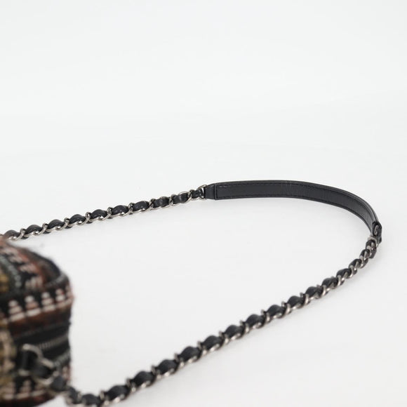 CHANEL Chain Shoulder Bag Tweed Black CC Auth 124656AM