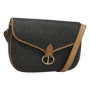Christian Dior Honeycomb Canvas Shoulder Bag PVC Black Gold Auth 124678-1