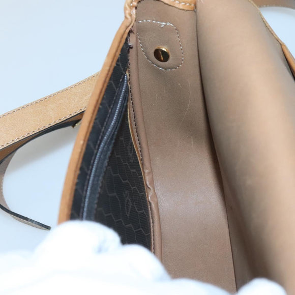 Christian Dior Honeycomb Canvas Shoulder Bag PVC Black Gold Auth 124678