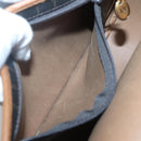 Christian Dior Honeycomb Canvas Shoulder Bag PVC Black Gold Auth 124678-17