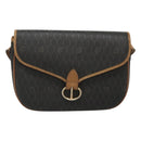 Christian Dior Honeycomb Canvas Shoulder Bag PVC Black Gold Auth 124678-2