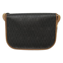 Christian Dior Honeycomb Canvas Shoulder Bag PVC Black Gold Auth 124678-3
