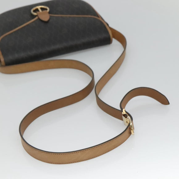 Christian Dior Honeycomb Canvas Shoulder Bag PVC Black Gold Auth 124678