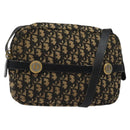 Christian Dior Trotter Canvas Shoulder Bag Black Gold Auth 124679-1