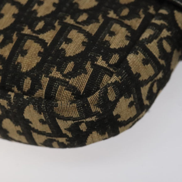 Christian Dior Trotter Canvas Shoulder Bag Black Gold Auth 124679