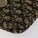 Christian Dior Trotter Canvas Shoulder Bag Black Gold Auth 124679-14