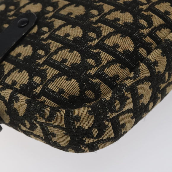 Christian Dior Trotter Canvas Shoulder Bag Black Gold Auth 124679