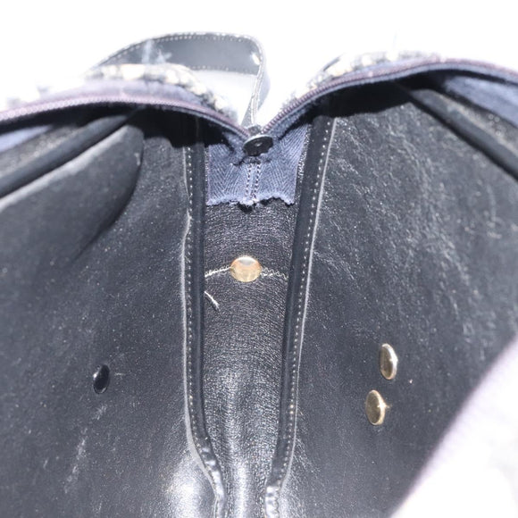 Christian Dior Trotter Canvas Shoulder Bag Black Gold Auth 124679