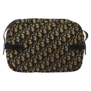 Christian Dior Trotter Canvas Shoulder Bag Black Gold Auth 124679 - 0