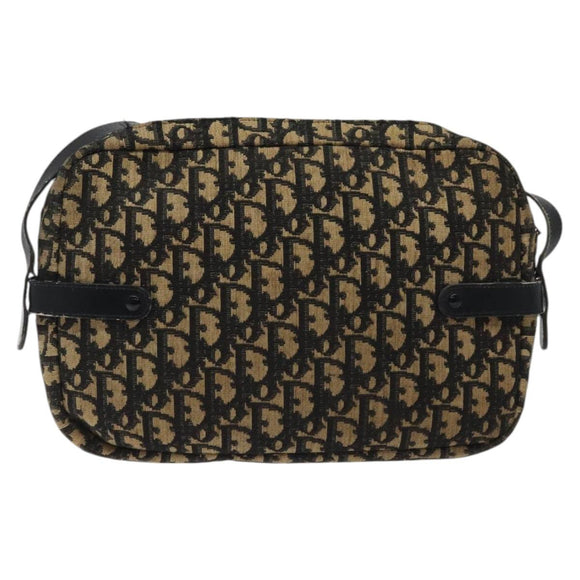 Christian Dior Trotter Canvas Shoulder Bag Black Gold Auth 124679