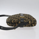 Christian Dior Trotter Canvas Shoulder Bag Black Gold Auth 124679-4