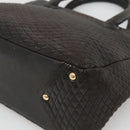 BALLY Hand Bag Leather Black Gold Auth 124686-8