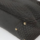 BALLY Hand Bag Leather Black Gold Auth 124686-16