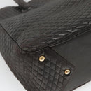 BALLY Hand Bag Leather Black Gold Auth 124686-17