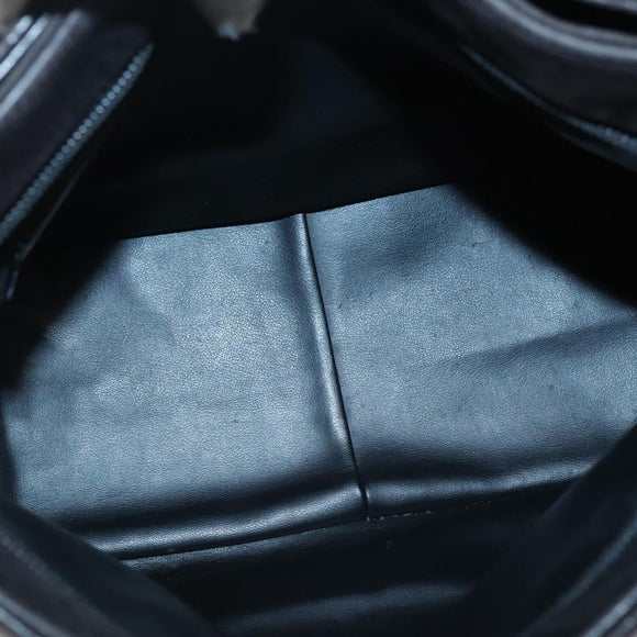 BALLY Hand Bag Leather Black Gold Auth 124686