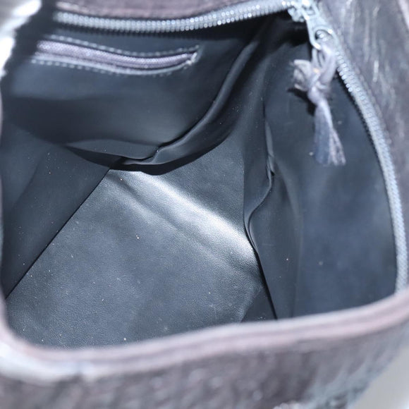 BALLY Hand Bag Leather Black Gold Auth 124686