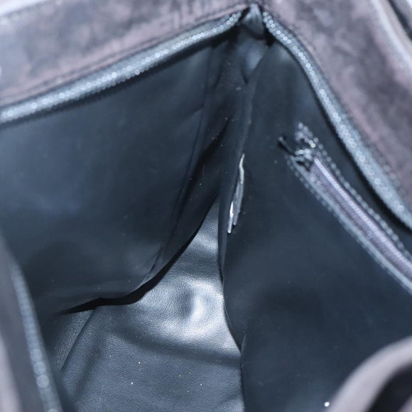 BALLY Hand Bag Leather Black Gold Auth 124686