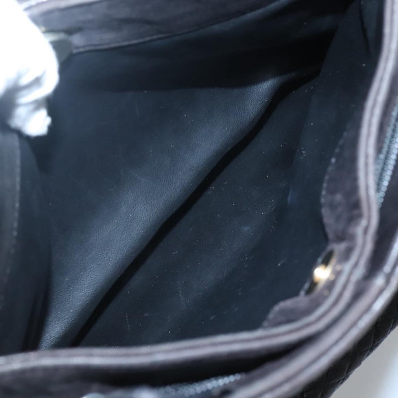 BALLY Hand Bag Leather Black Gold Auth 124686