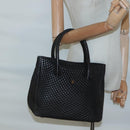 BALLY Hand Bag Leather Black Gold Auth 124686-23