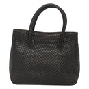 BALLY Hand Bag Leather Black Gold Auth 124686-2