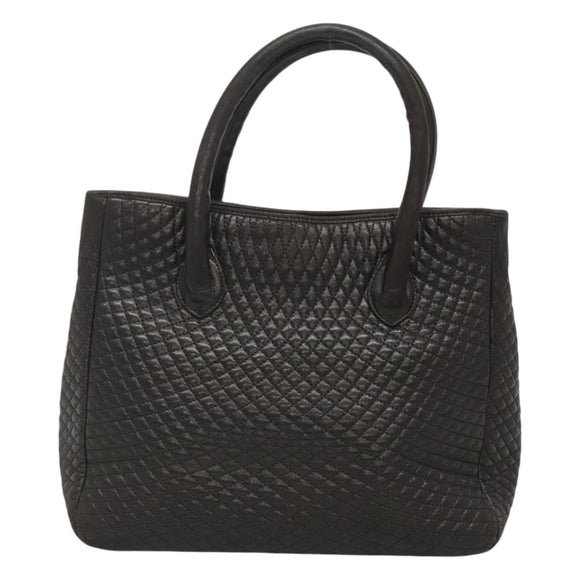 BALLY Hand Bag Leather Black Gold Auth 124686