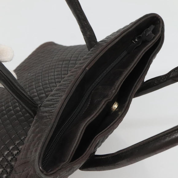 BALLY Hand Bag Leather Black Gold Auth 124686